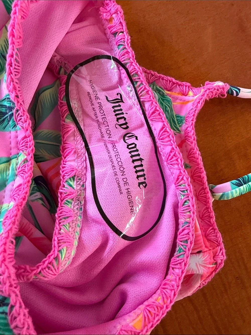 New Juicy Couture Girls Pink Tropical Floral One-Piece Swimsuit size 6